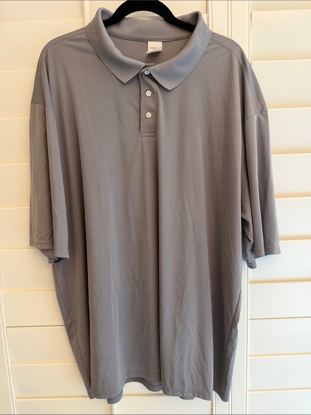Hanes Men's Light Gray Polo Shirt - Short Sleeve